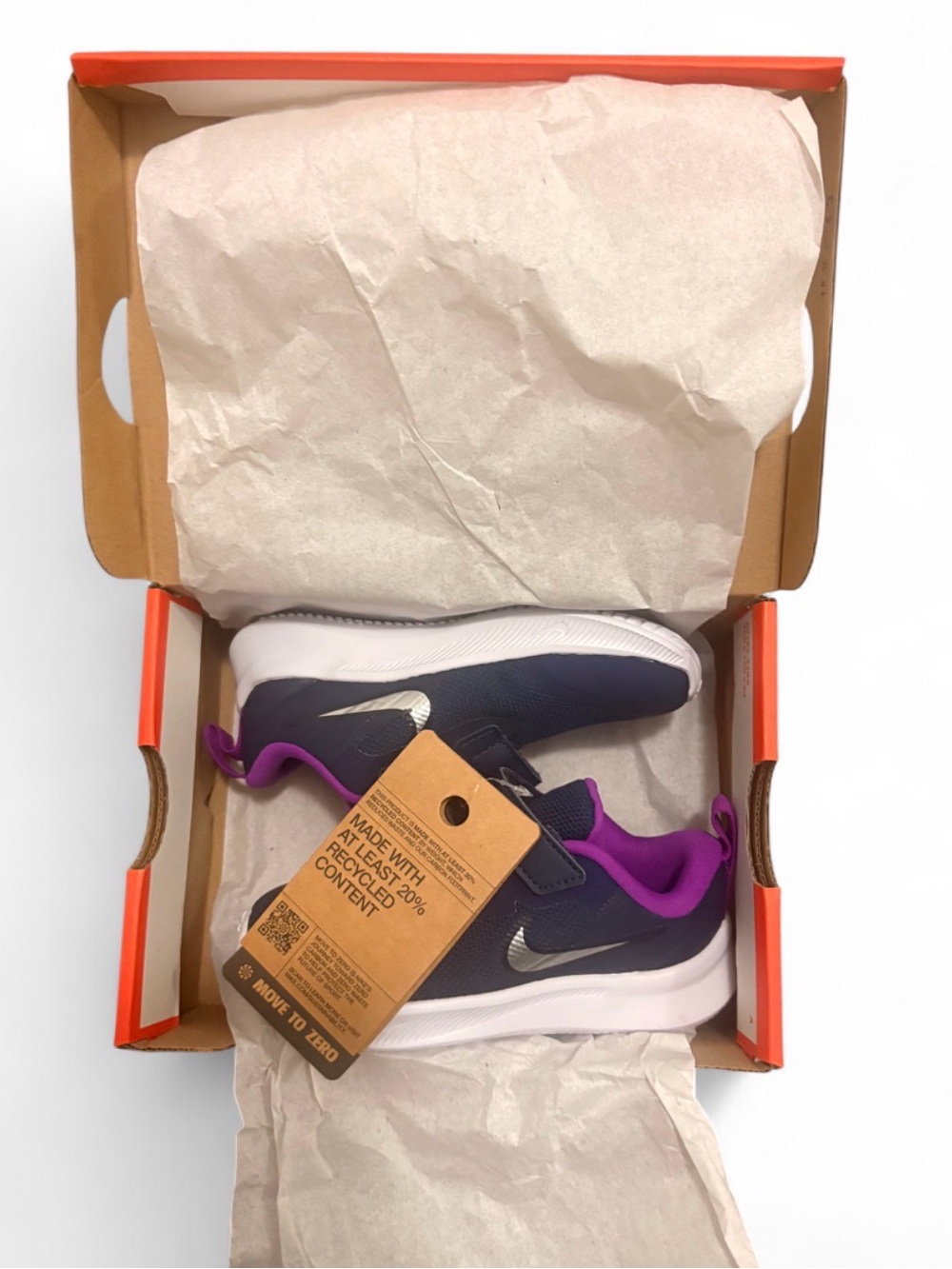 Nike Kids Navy and Purple Hook-and-Loop Sneakers